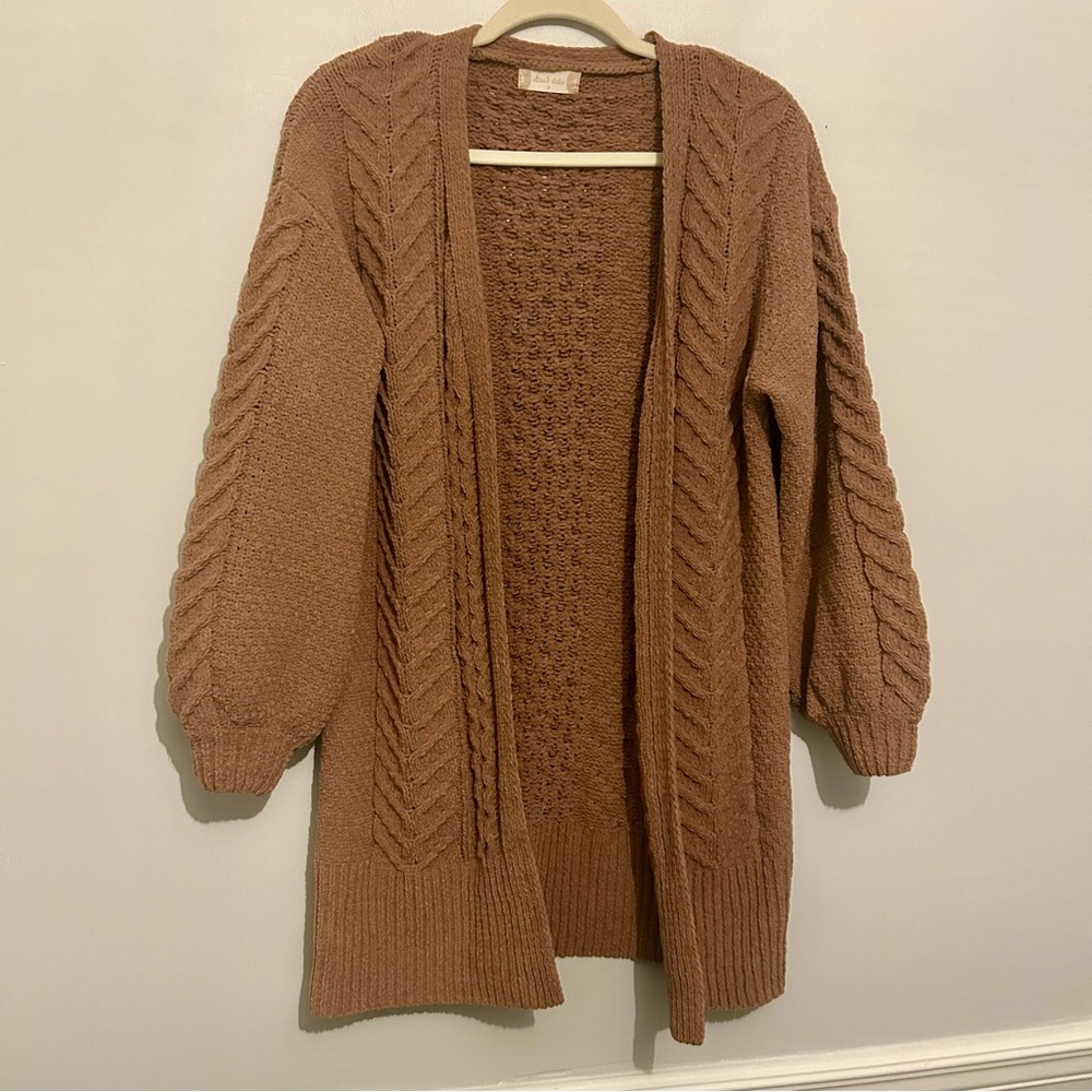 Altar’d State Oversized Chenille Grandpa Cable Camel Cardigan Sz S Small